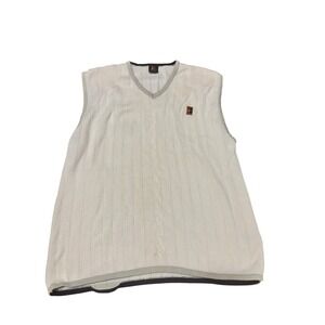 Vintage 90s Nike Court Tennis Sweater Vest White Knit V-Neck Mens Size Large